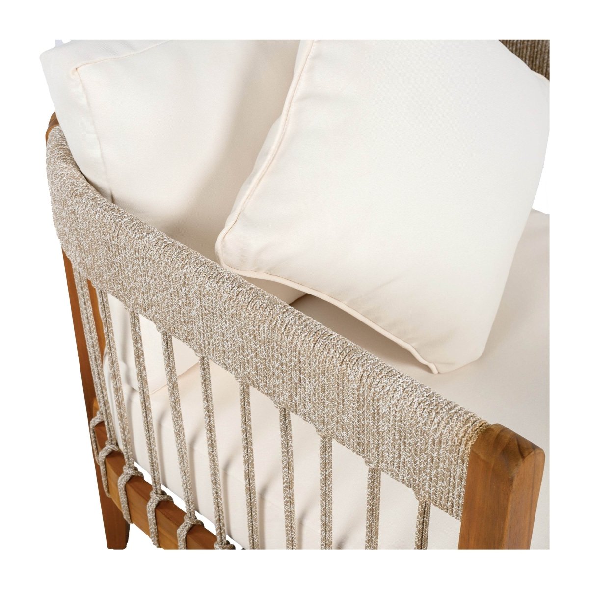 Acacia Wood Outdoor Club Chair With Handwoven Rope Accents - Sleep Galleria