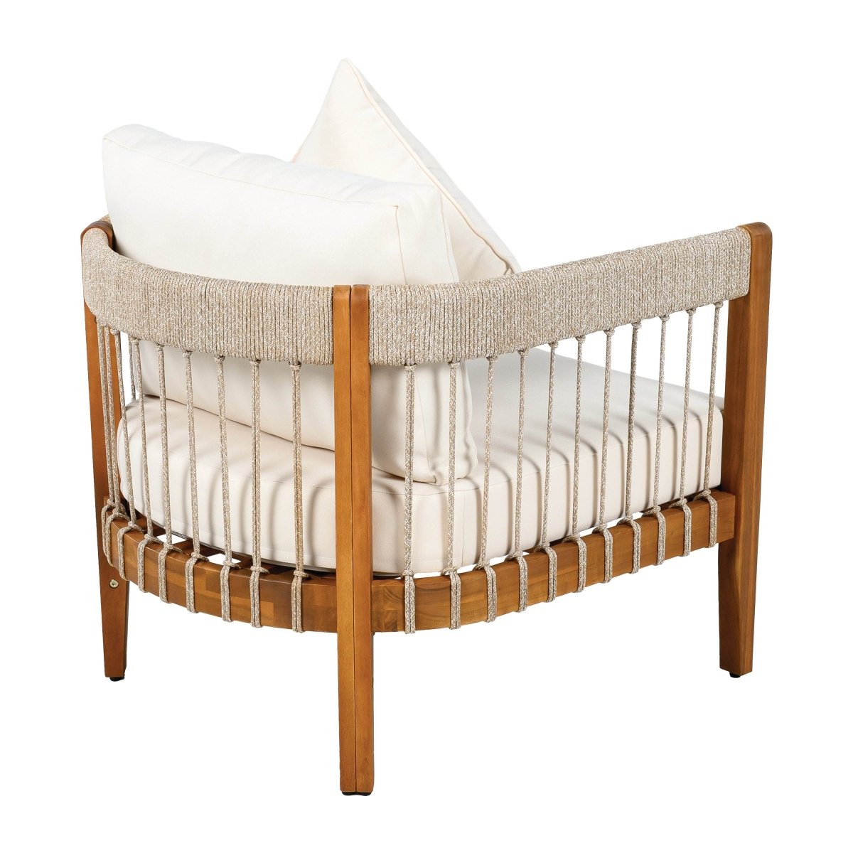 Acacia Wood Outdoor Club Chair With Handwoven Rope Accents - Sleep Galleria
