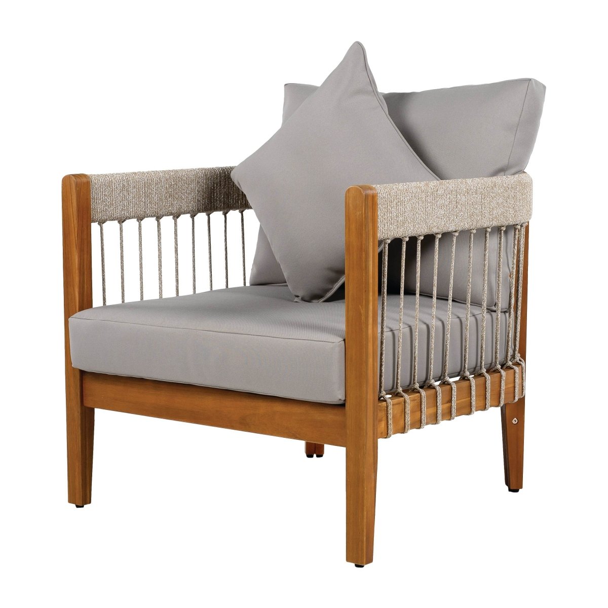 Acacia Wood Outdoor Club Chair With Handwoven Rope Accents - Sleep Galleria
