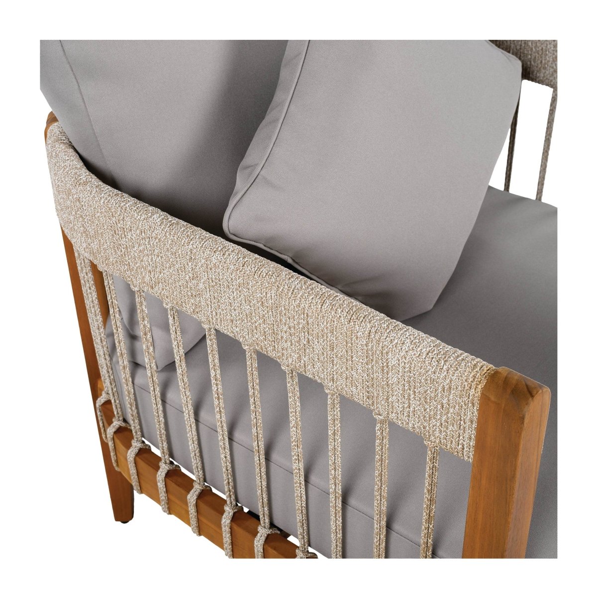 Acacia Wood Outdoor Club Chair With Handwoven Rope Accents - Sleep Galleria