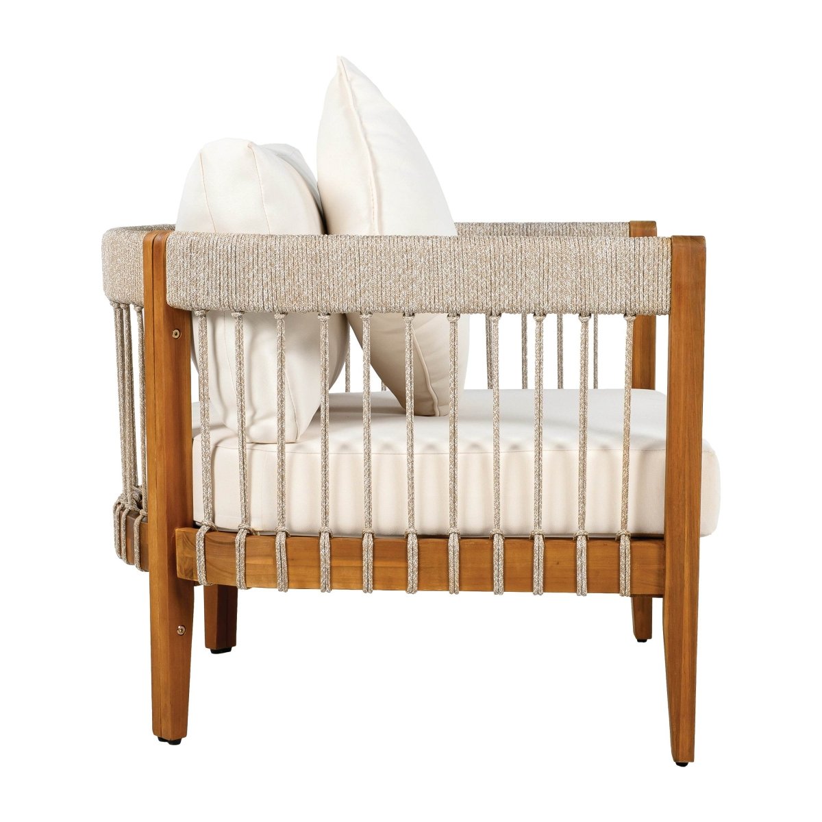 Acacia Wood Outdoor Club Chair With Handwoven Rope Accents - Sleep Galleria