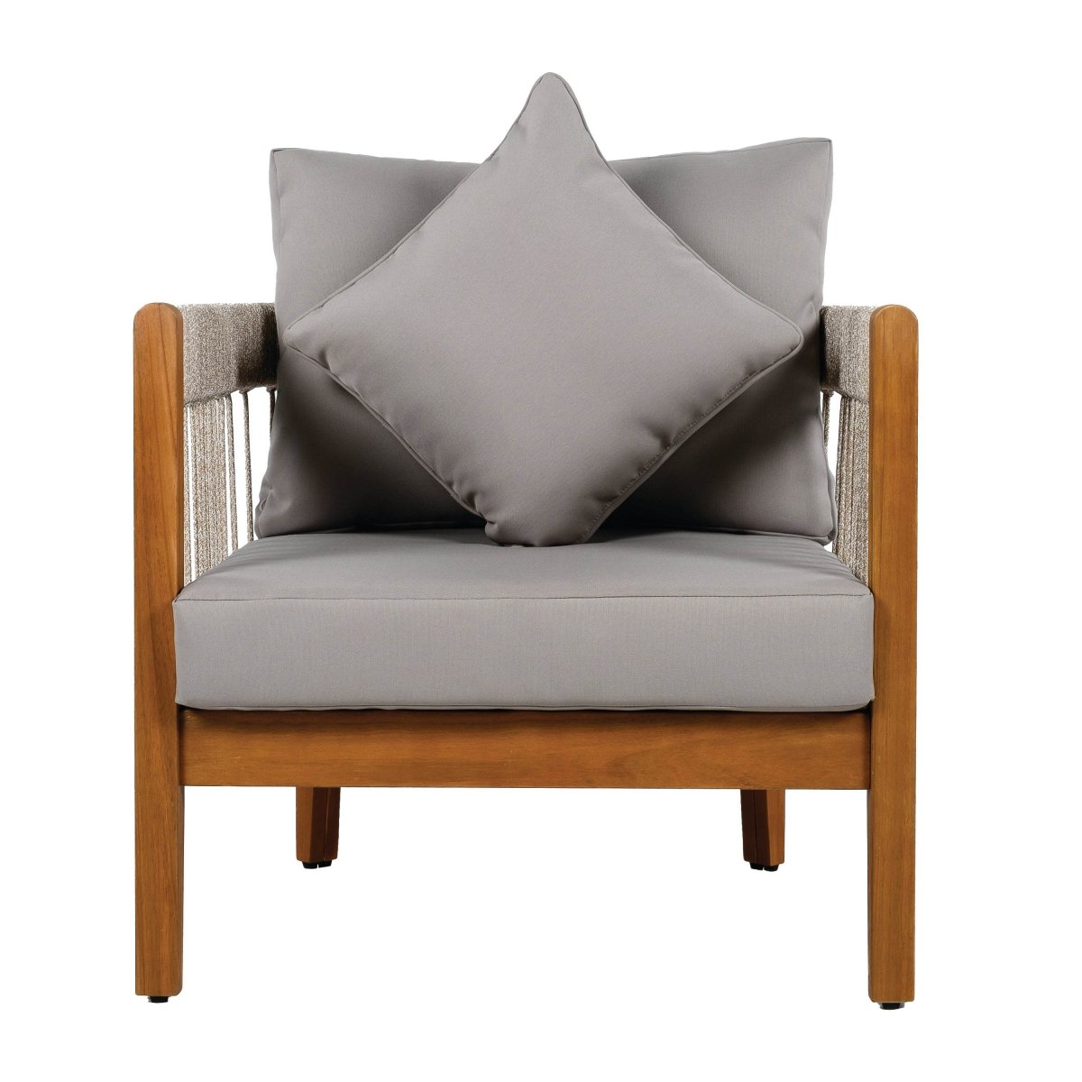 Acacia Wood Outdoor Club Chair With Handwoven Rope Accents - Sleep Galleria