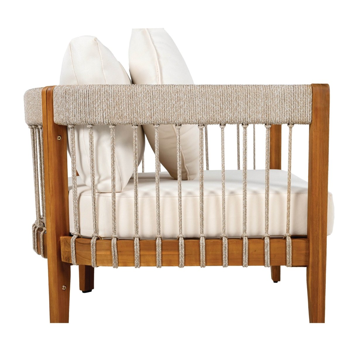 Acacia Wood Outdoor Club Chair With Handwoven Rope Accents - Sleep Galleria