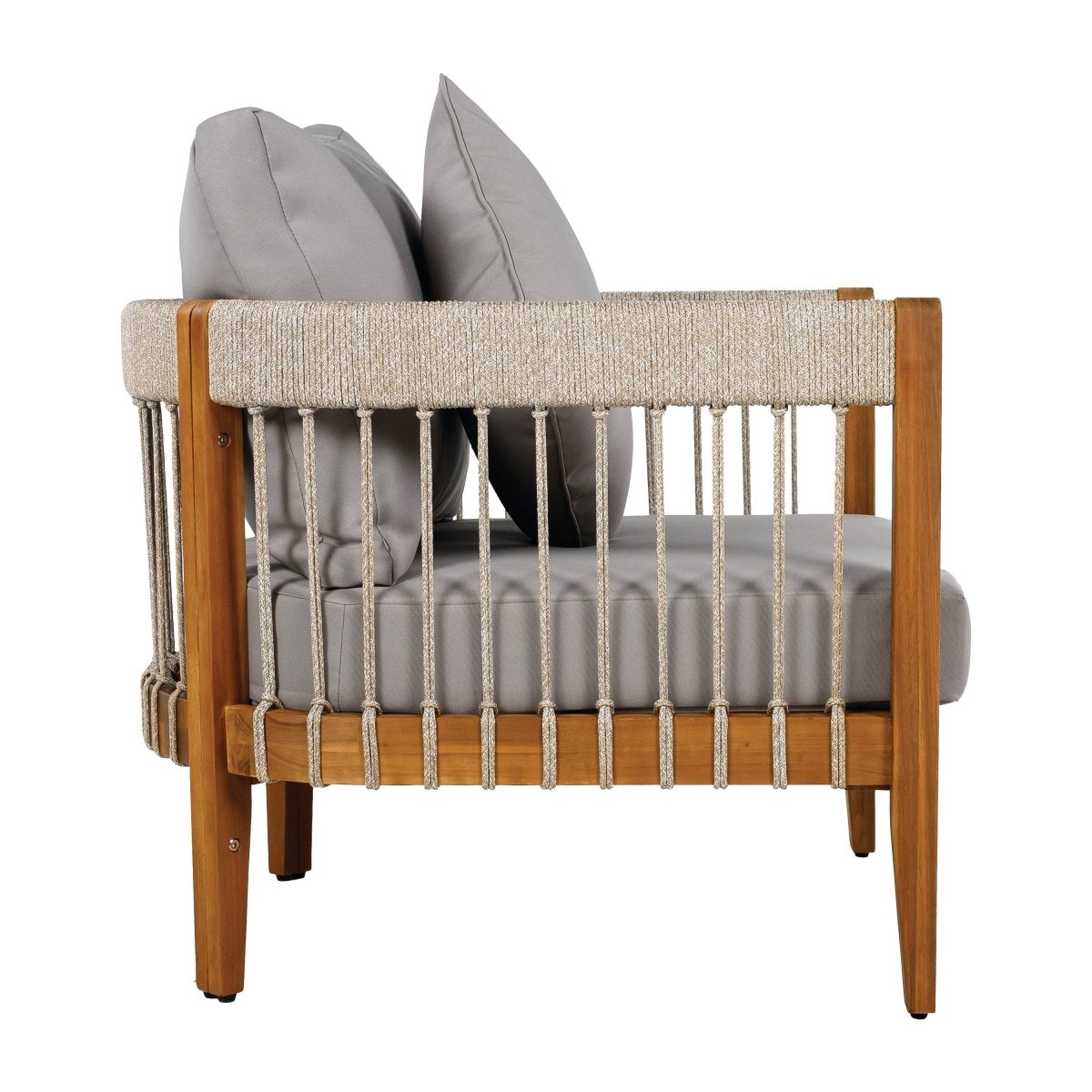 Acacia Wood Outdoor Club Chair With Handwoven Rope Accents - Sleep Galleria