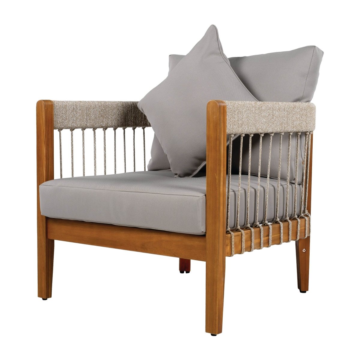 Acacia Wood Outdoor Club Chair With Handwoven Rope Accents - Sleep Galleria