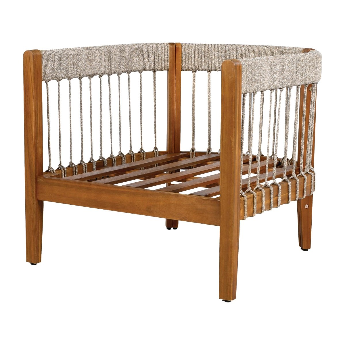 Acacia Wood Outdoor Club Chair With Handwoven Rope Accents - Sleep Galleria