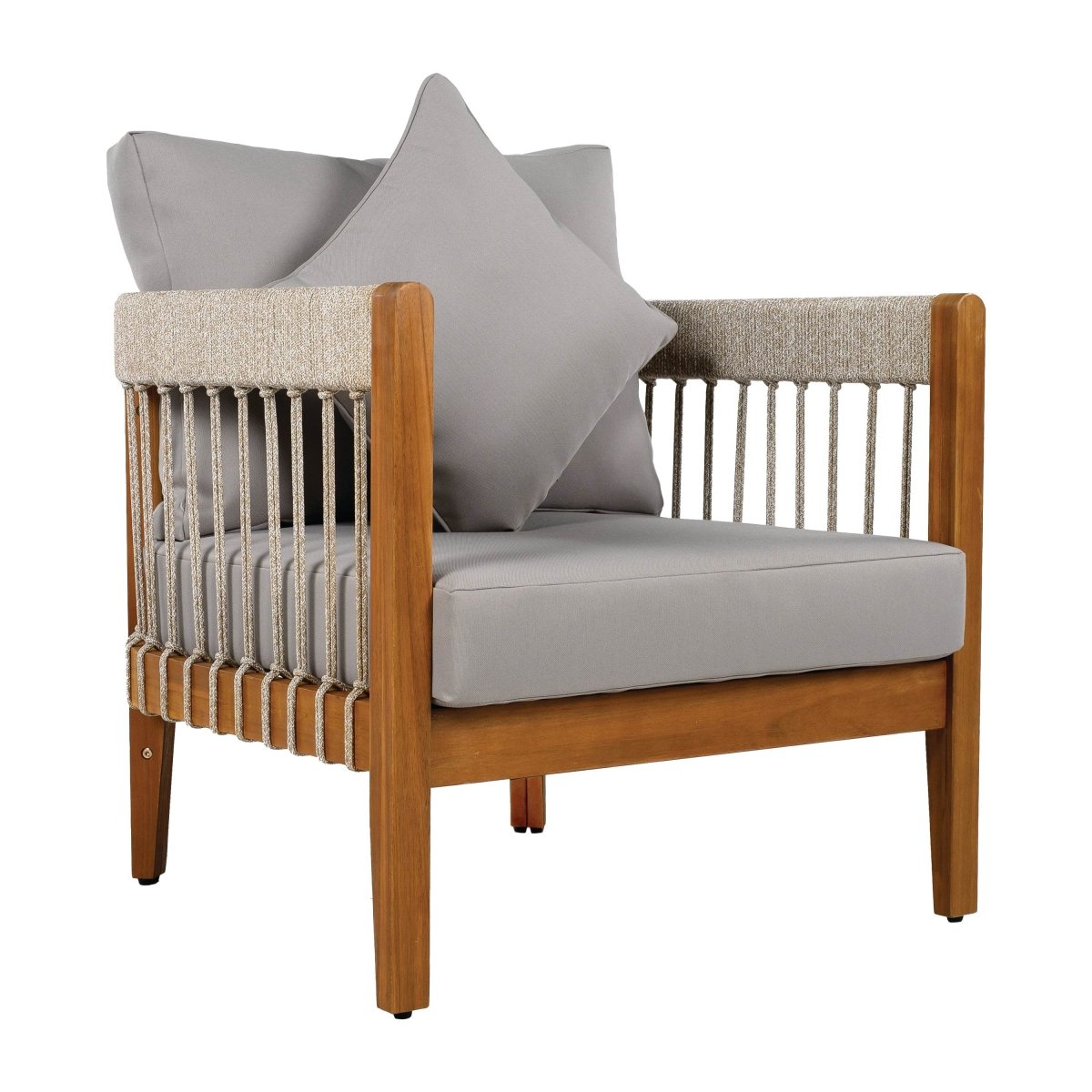 Acacia Wood Outdoor Club Chair With Handwoven Rope Accents - Sleep Galleria