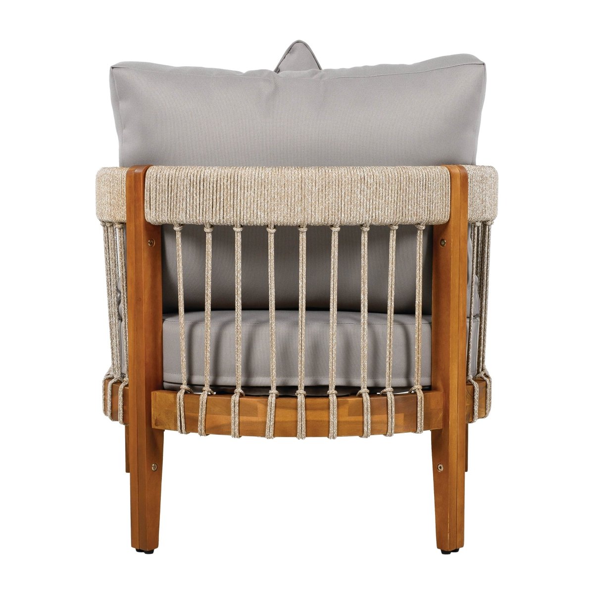 Acacia Wood Outdoor Club Chair With Handwoven Rope Accents - Sleep Galleria