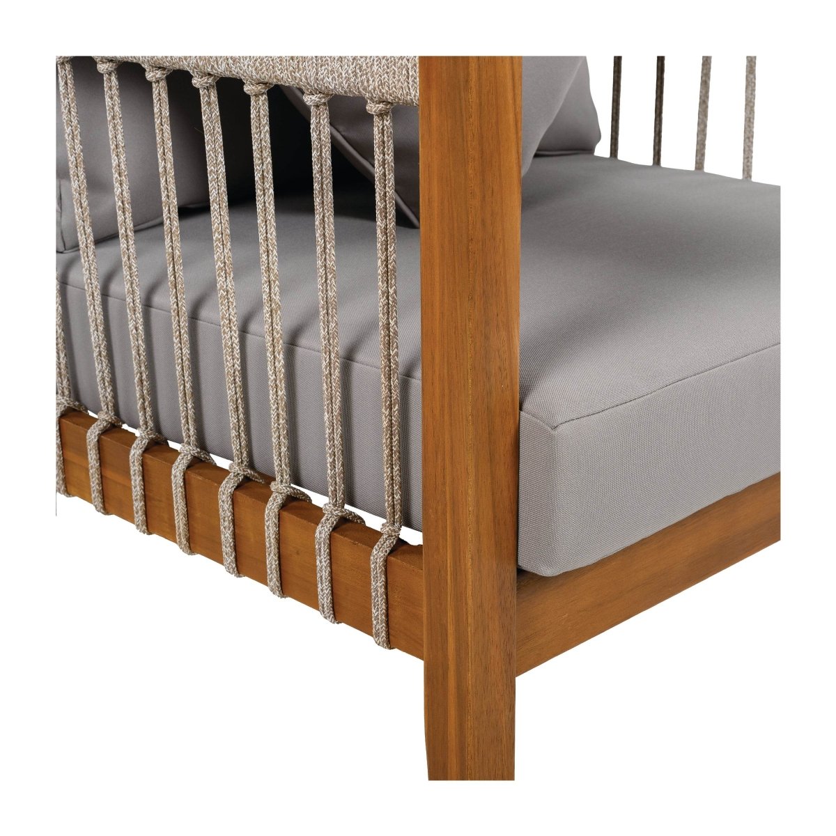 Acacia Wood Outdoor Club Chair With Handwoven Rope Accents - Sleep Galleria