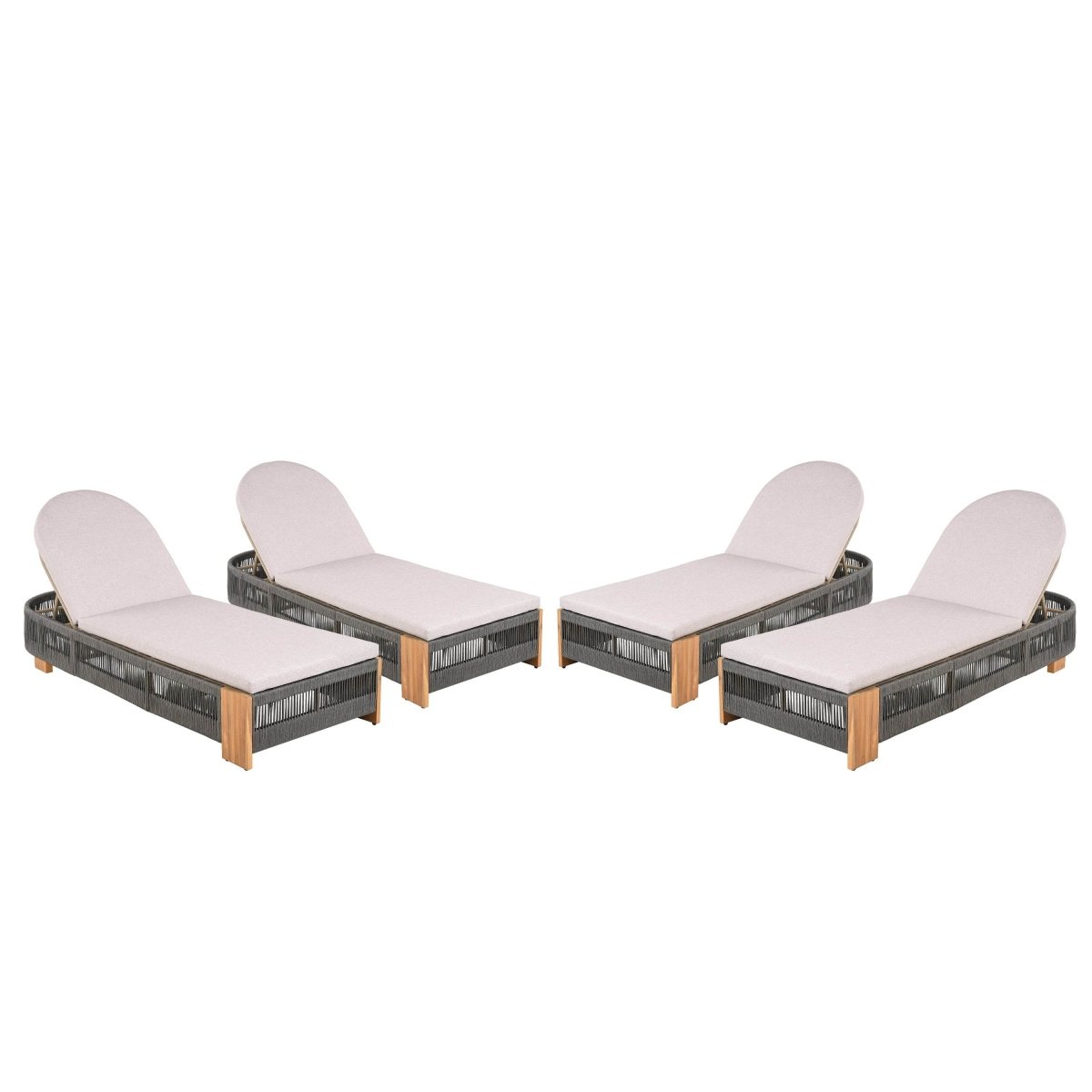 Adjustable Acacia Wood Outdoor Chaise Lounge Chair With Cushion - Sleep Galleria