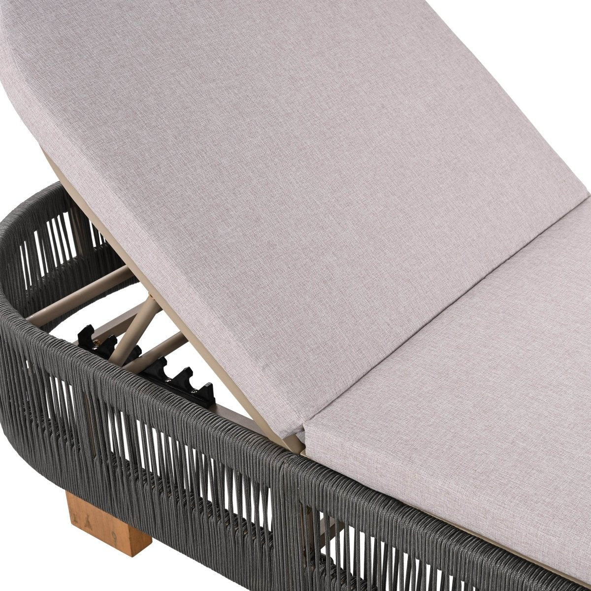 Adjustable Acacia Wood Outdoor Chaise Lounge Chair With Cushion - Sleep Galleria