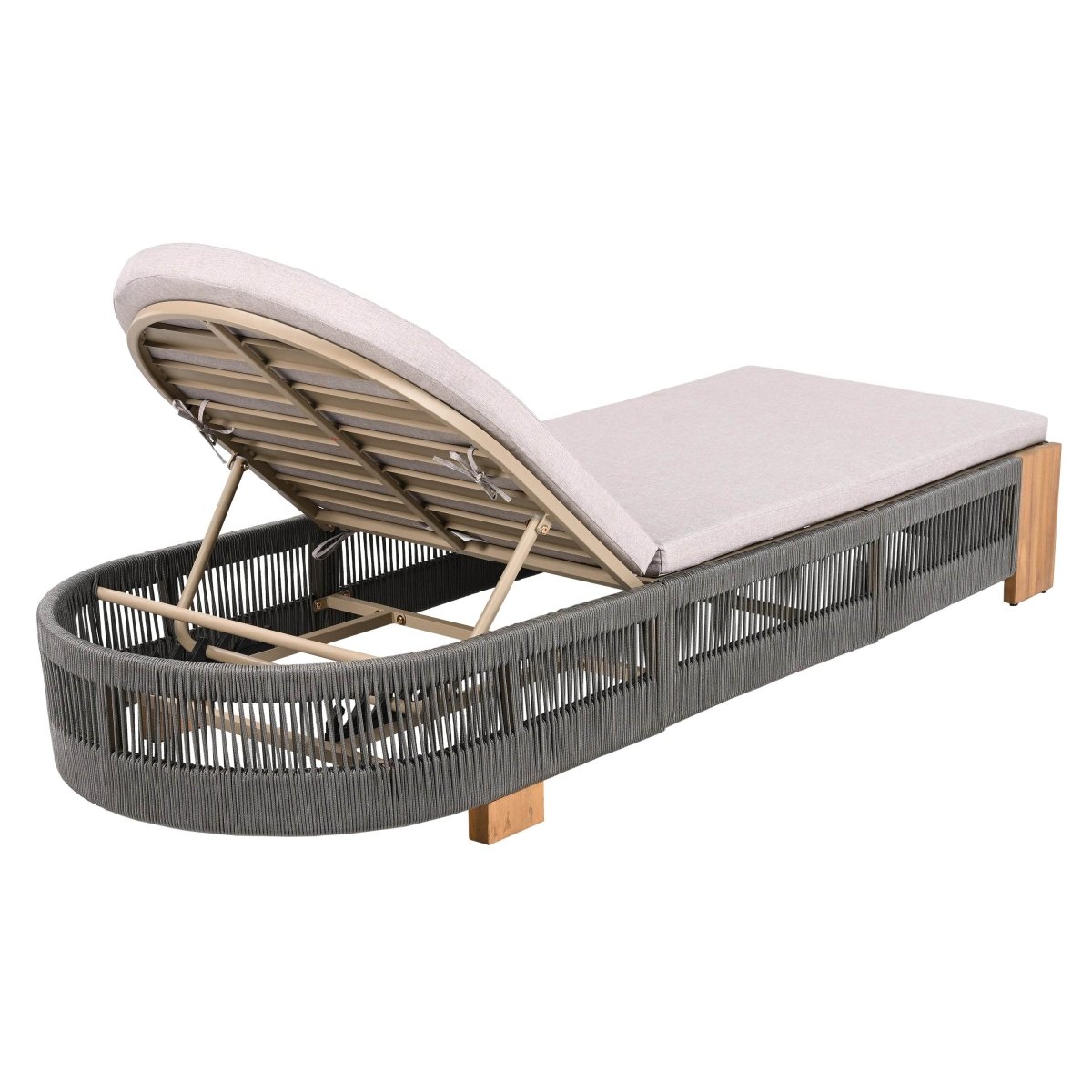 Adjustable Acacia Wood Outdoor Chaise Lounge Chair With Cushion - Sleep Galleria