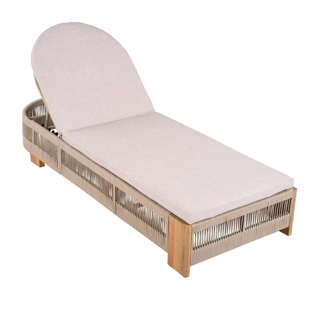 Adjustable Acacia Wood Outdoor Chaise Lounge With Cushion - Omega Lifestyles