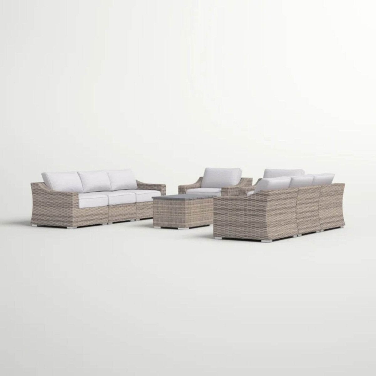 All - Weather Wicker 9 - Piece Modular Patio Sectional Set - Serenova - Omega Lifestyles