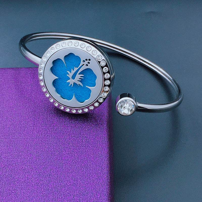 Aromatherapy Stainless Steel Floral Hollow Bracelet - Sleep Galleria