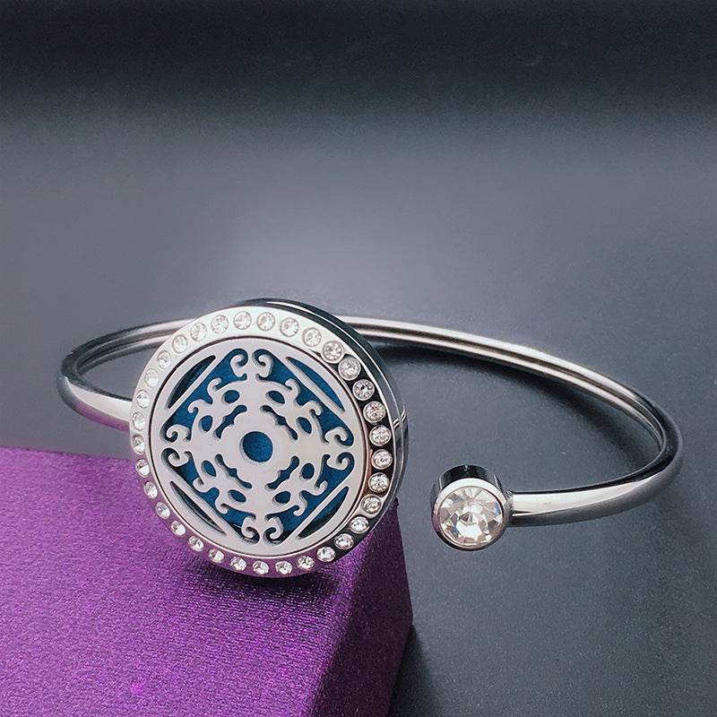 Aromatherapy Stainless Steel Floral Hollow Bracelet - Sleep Galleria