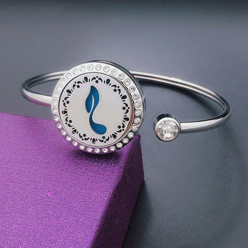 Aromatherapy Stainless Steel Floral Hollow Bracelet - Sleep Galleria