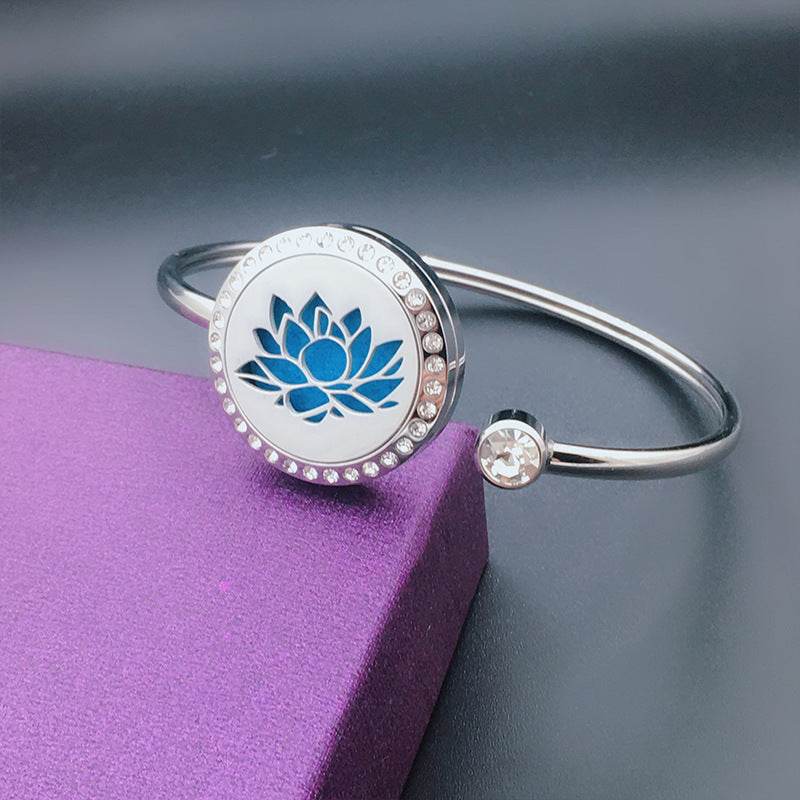 Aromatherapy Stainless Steel Floral Hollow Bracelet - Sleep Galleria