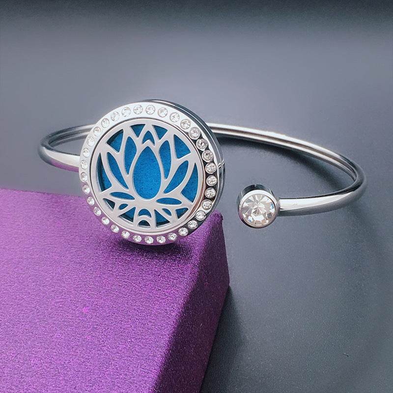 Aromatherapy Stainless Steel Floral Hollow Bracelet - Sleep Galleria