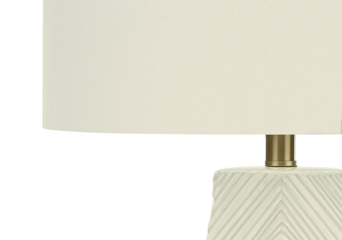 Art Deco Ceramic Table Lamp With Ivory Linen Shade - Sleep Galleria
