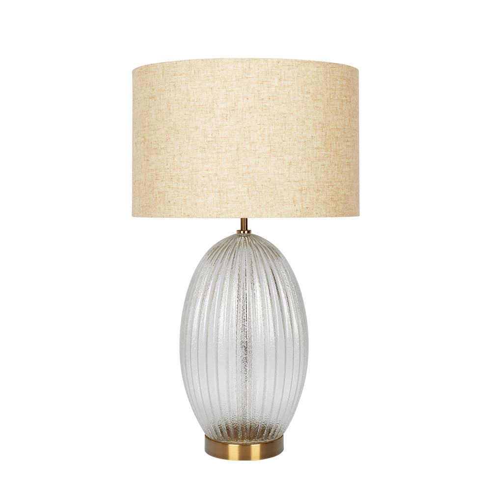 Aurora Ribbed Glass Table Lamp With Linen Shade - Sleep Galleria