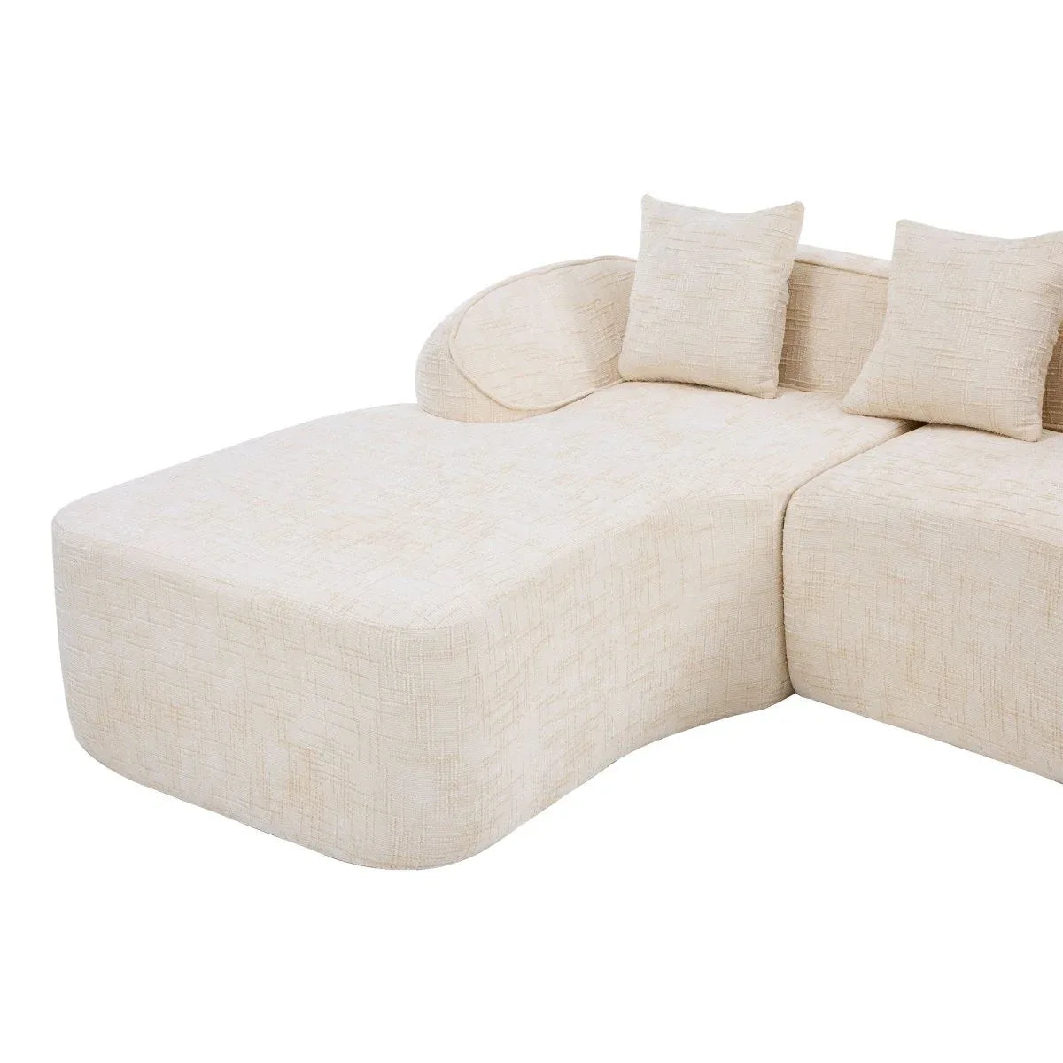 Beige Chenille L-Shaped Medium-Soft 4-Seat Sofa - Omega Lifestyles