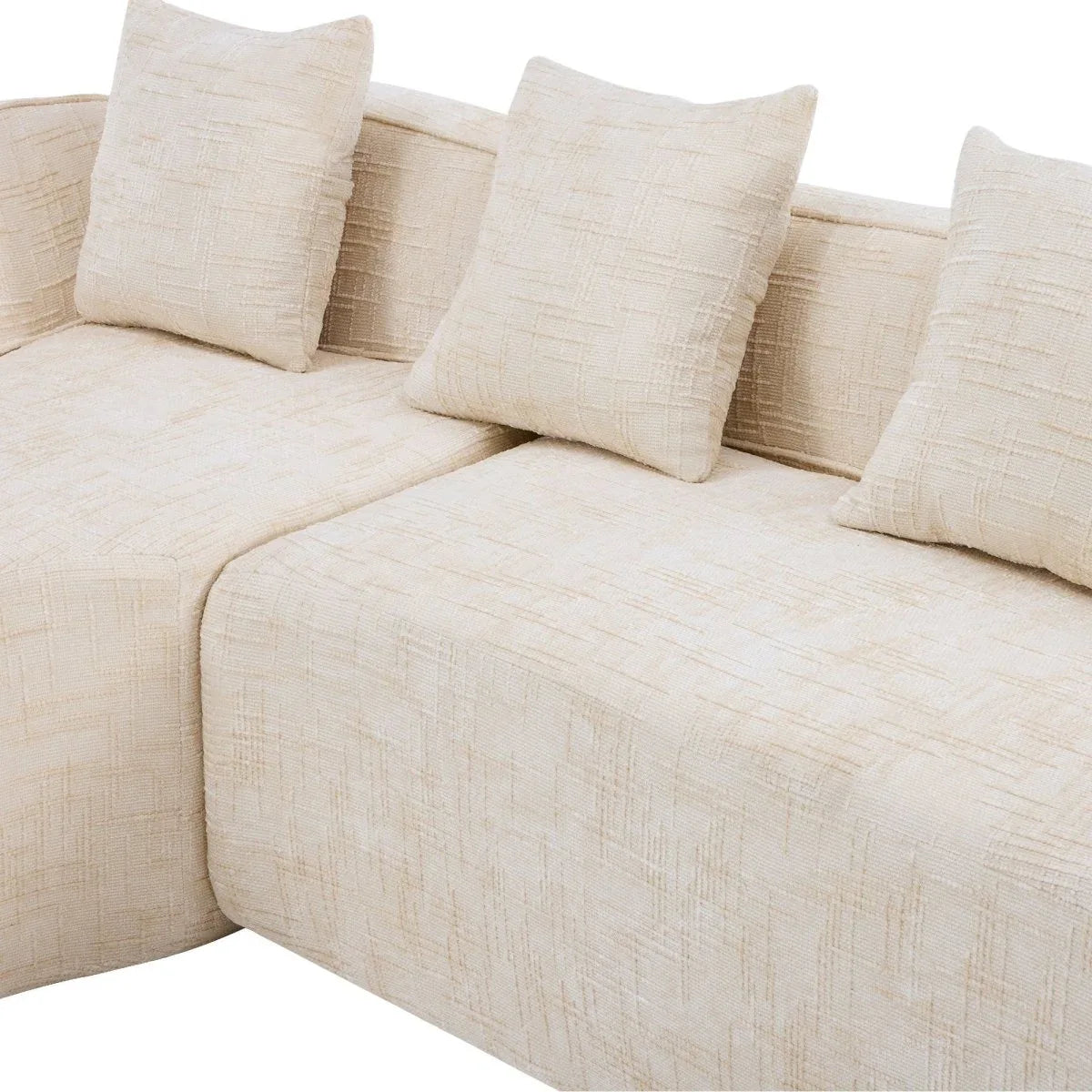 Beige Chenille L-Shaped Medium-Soft 4-Seat Sofa - Omega Lifestyles