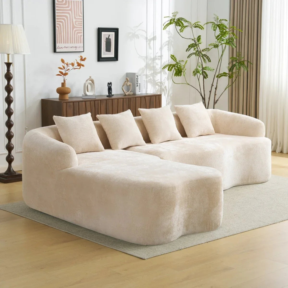 Beige Modular L-Shape Sectional Sofa With Chaise - Omega Lifestyles