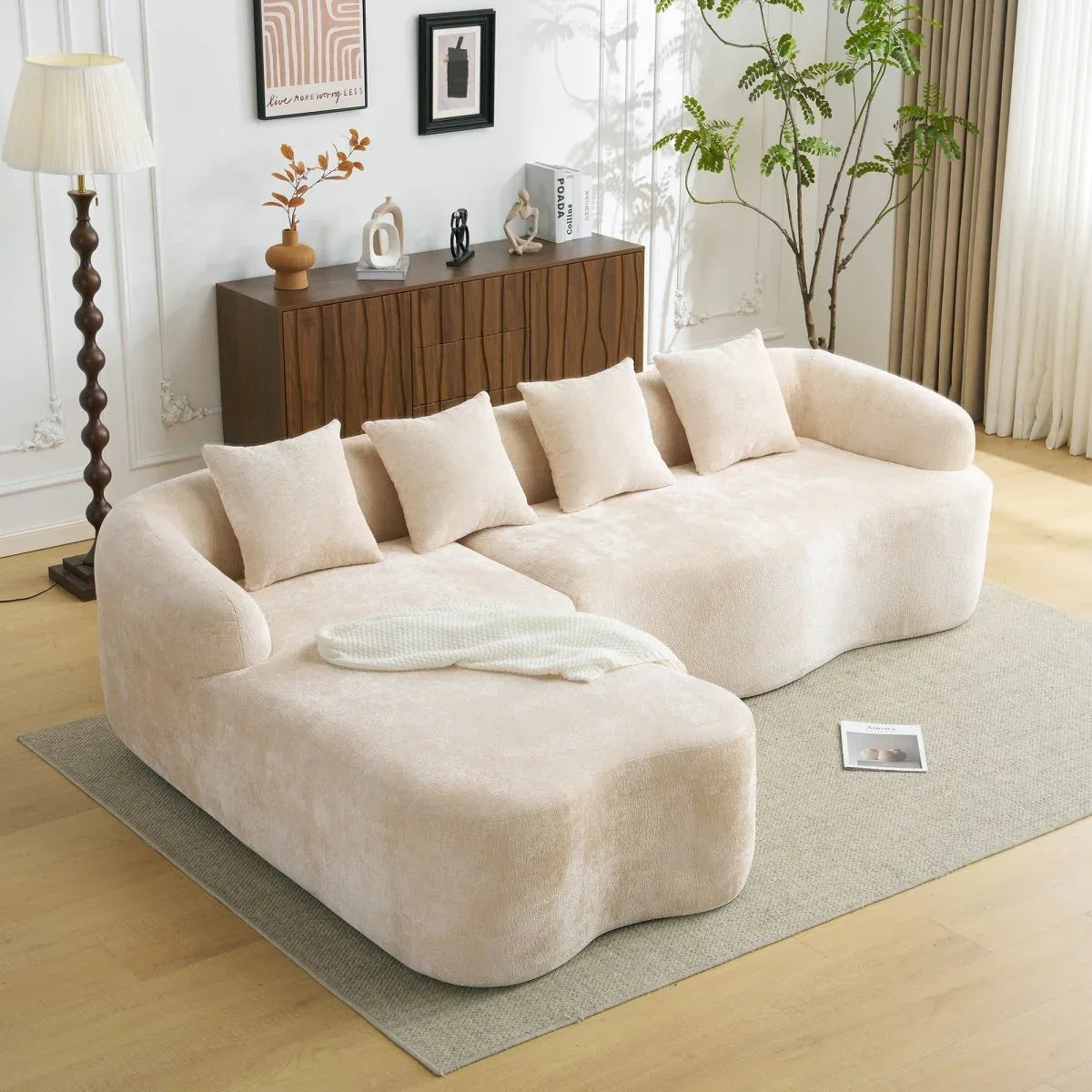 Beige Modular L-Shape Sectional Sofa With Chaise - Omega Lifestyles