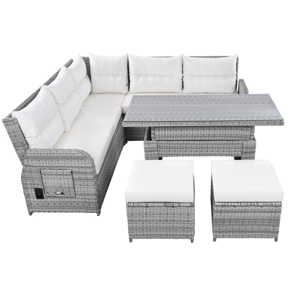 Beige Outdoor Patio Rattan Sectional Furniture Set - Serenova - Omega Lifestyles