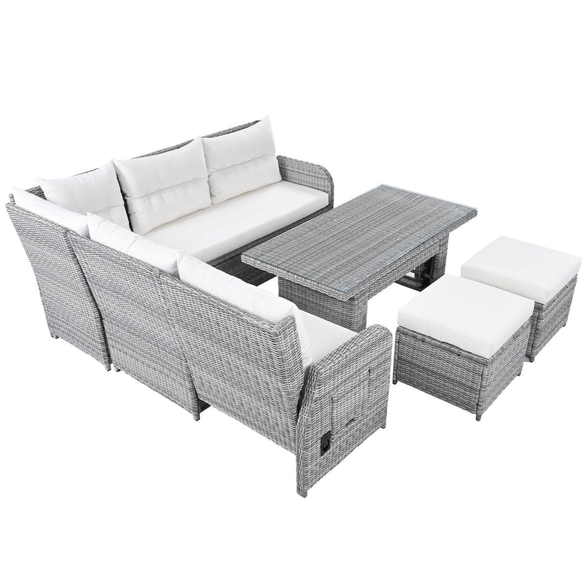 Beige Outdoor Patio Rattan Sectional Furniture Set - Serenova - Omega Lifestyles