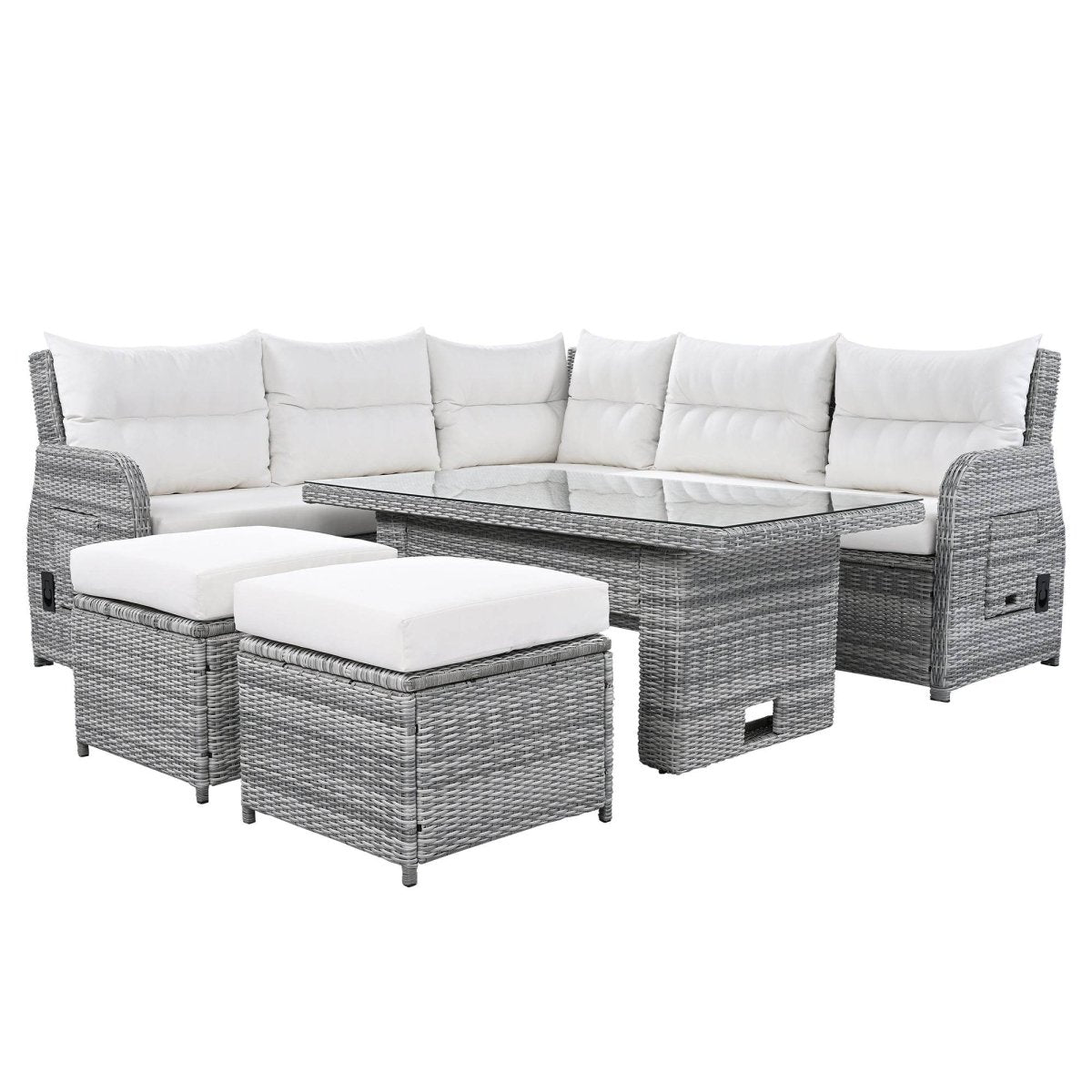 Beige Outdoor Patio Rattan Sectional Furniture Set - Serenova - Omega Lifestyles