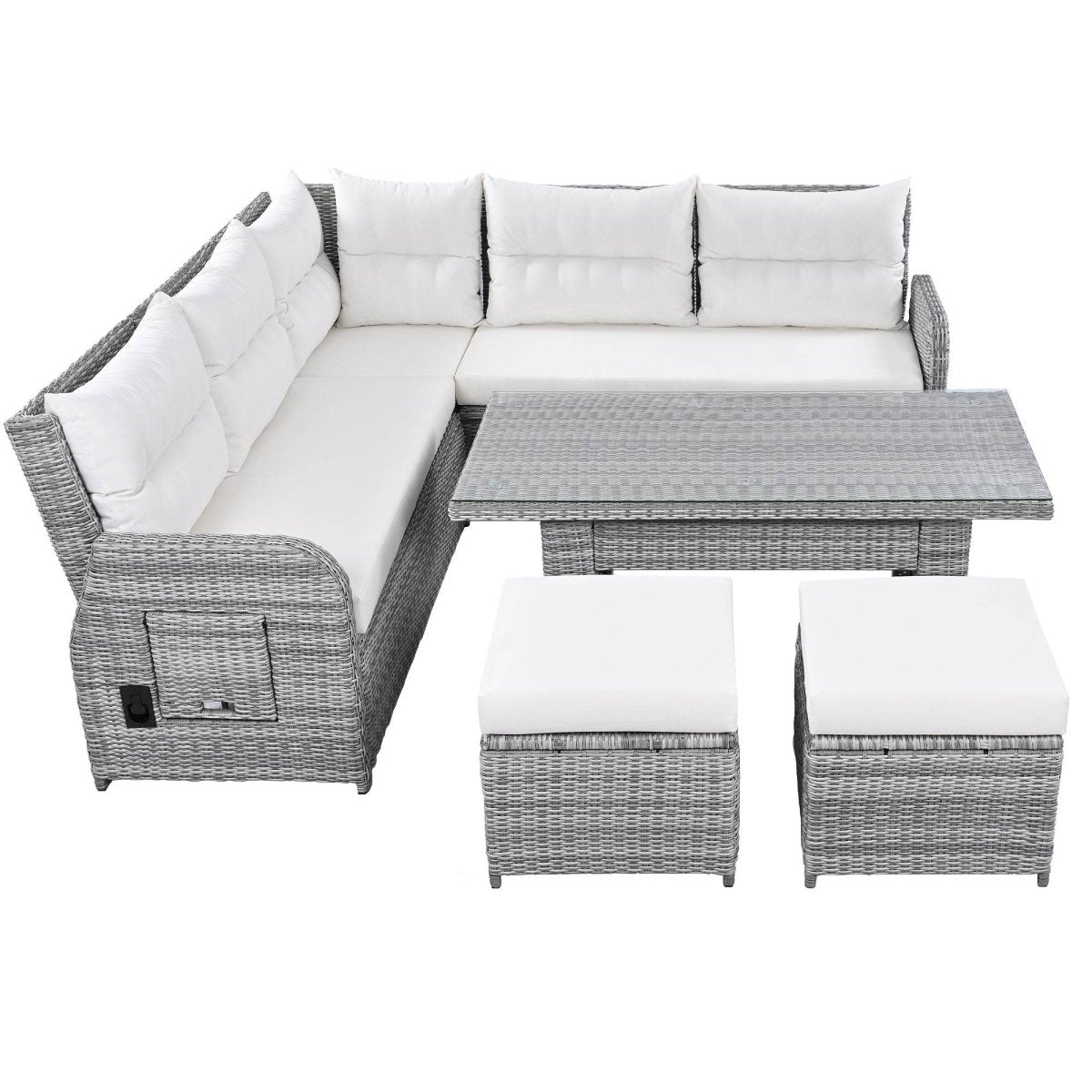 Beige Outdoor Patio Rattan Sectional Furniture Set - Serenova - Omega Lifestyles