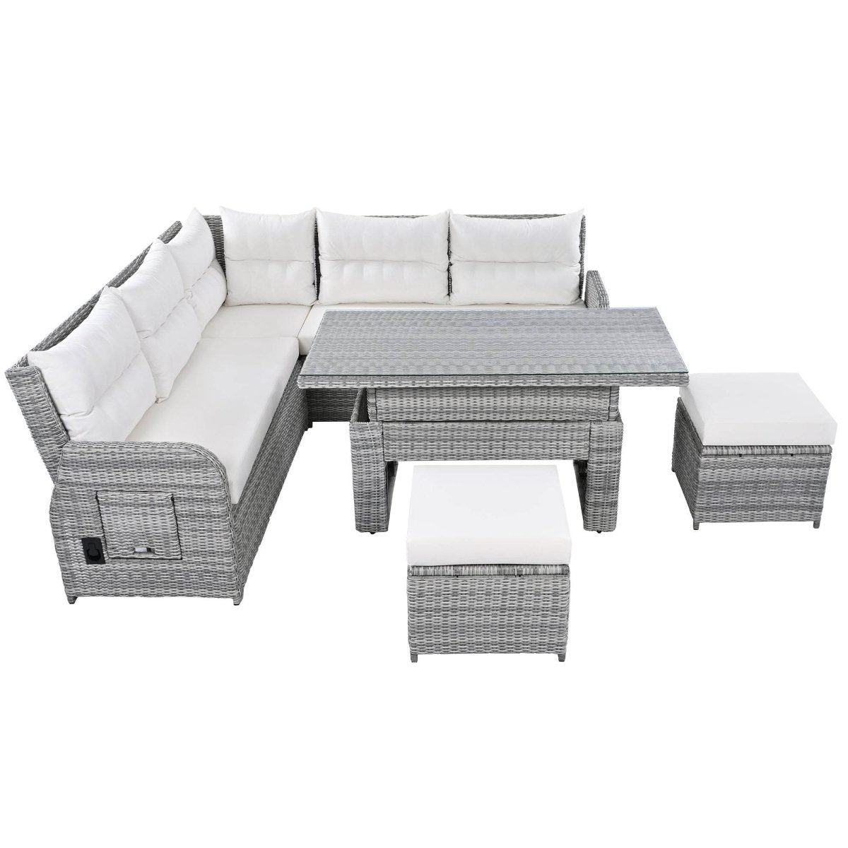 Beige Outdoor Patio Rattan Sectional Furniture Set - Serenova - Omega Lifestyles