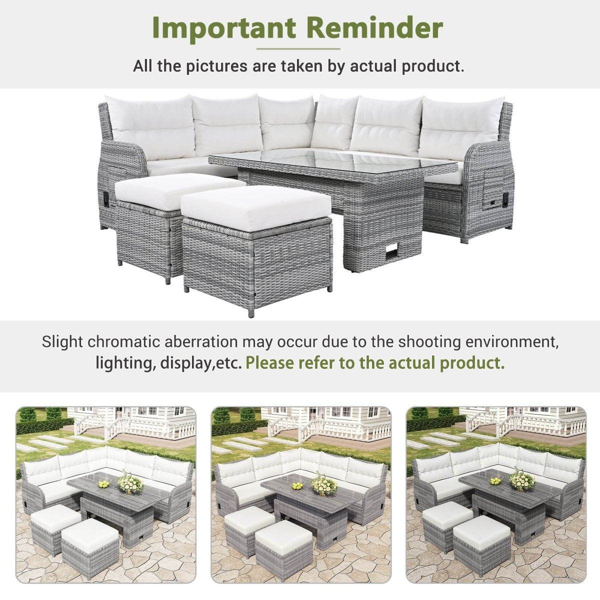 Beige Outdoor Patio Rattan Sectional Furniture Set - Serenova - Omega Lifestyles