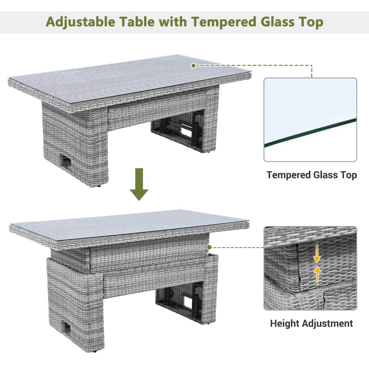 Beige Outdoor Patio Rattan Sectional Furniture Set - Serenova - Omega Lifestyles