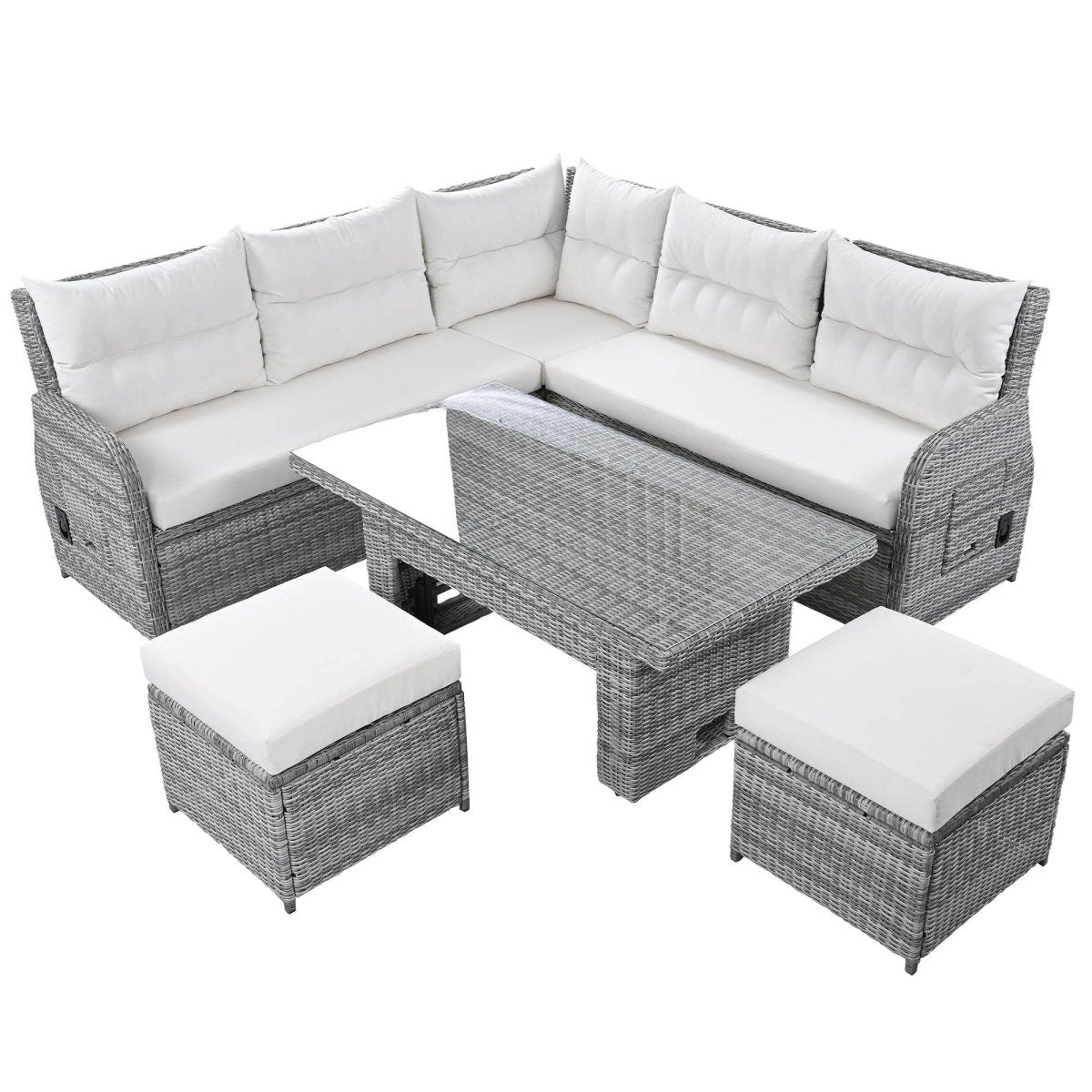 Beige Outdoor Patio Rattan Sectional Furniture Set - Serenova - Omega Lifestyles