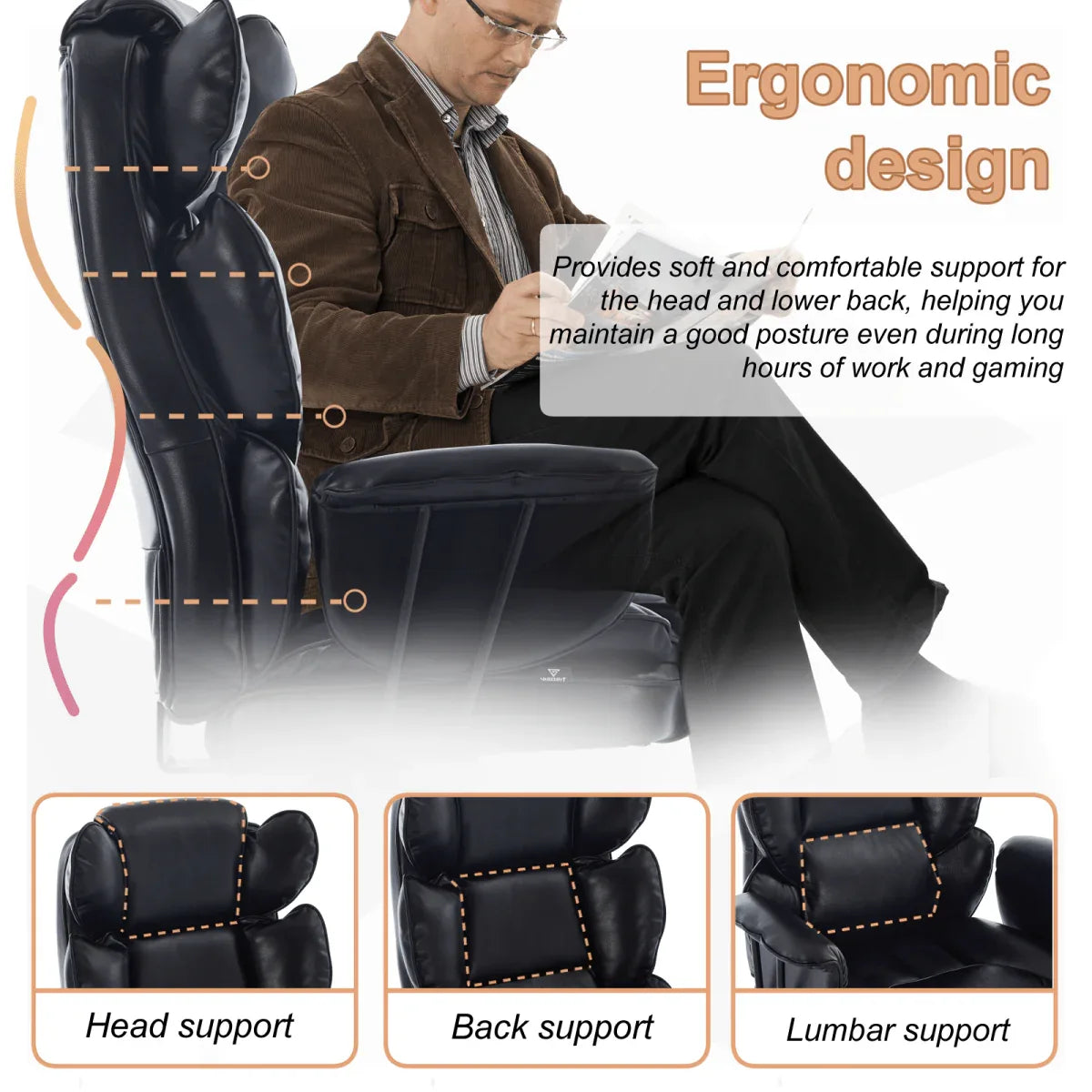 Big And Tall Ergonomic High-Back Adjustable Office Chair - Omega Lifestyles