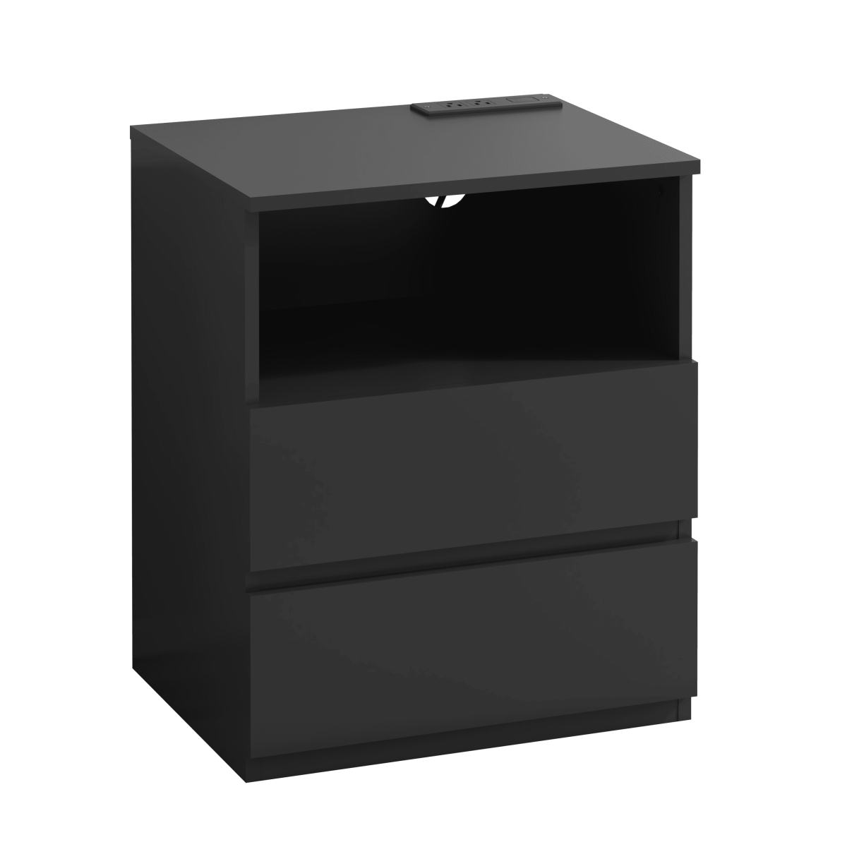 Black USB Charging End Table With Storage Drawers - Serenova - Omega Lifestyles
