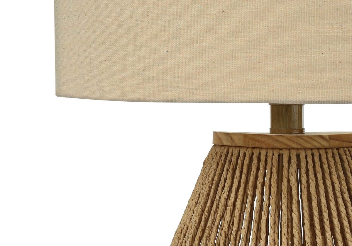 Boho Woven Rope Brown Table Lamp With Shade - Sleep Galleria