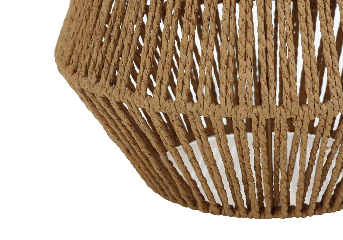 Boho Woven Rope Brown Table Lamp With Shade - Sleep Galleria