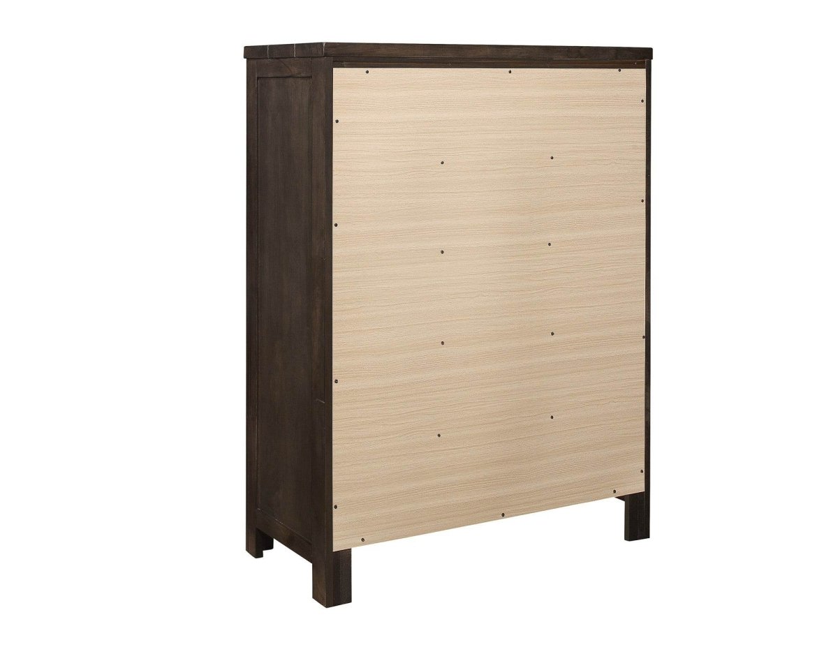 Brown Engineered Wood 5 - Drawer Chest Storage Furniture - Serenova - Omega Lifestyles