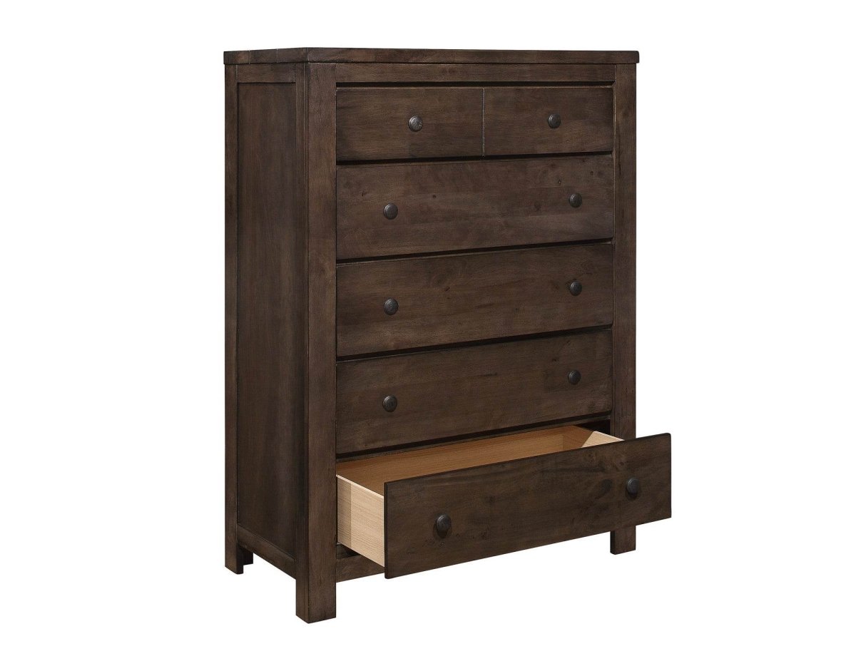 Brown Engineered Wood 5 - Drawer Chest Storage Furniture - Serenova - Omega Lifestyles