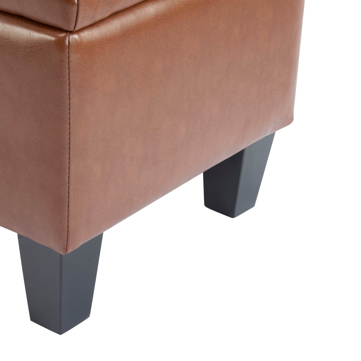 Brown PU Leather Storage Ottoman Bench With Foam Filling - Sleep Galleria