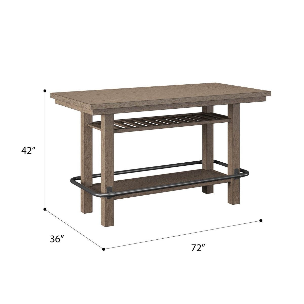 Brown Solid Wood Bar Height Storage Table - Serenova - Omega Lifestyles
