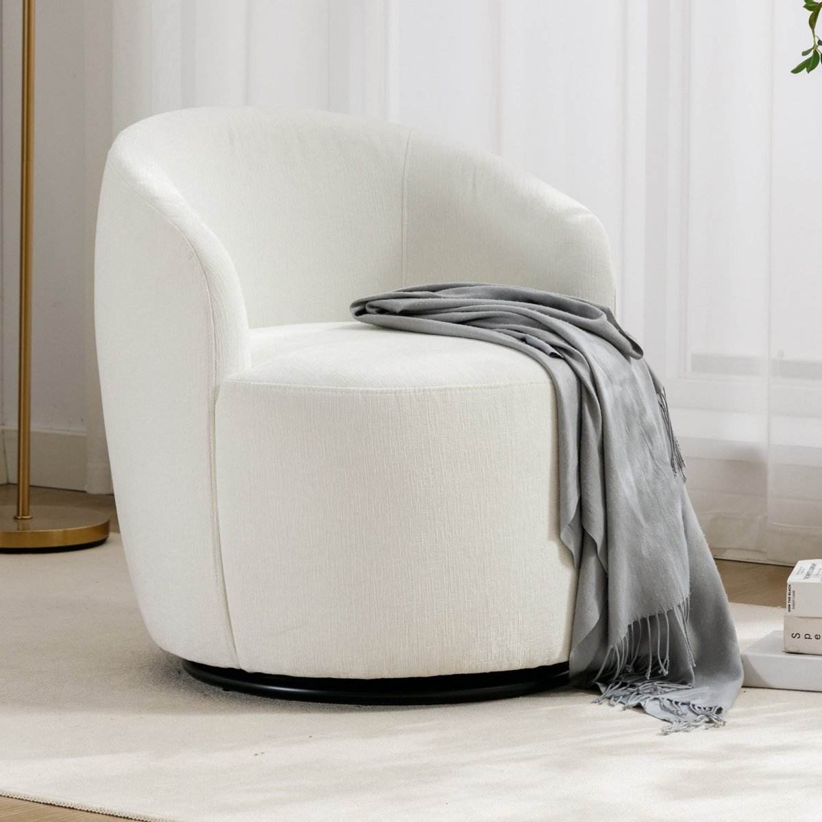 Chenille Fabric Upholstered Swivel Accent Armchair - Sleep Galleria