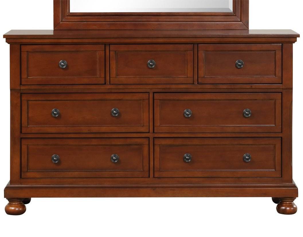 Cherry Finish Particle Board Dresser With Full Extension Drawers - Sleep Galleria