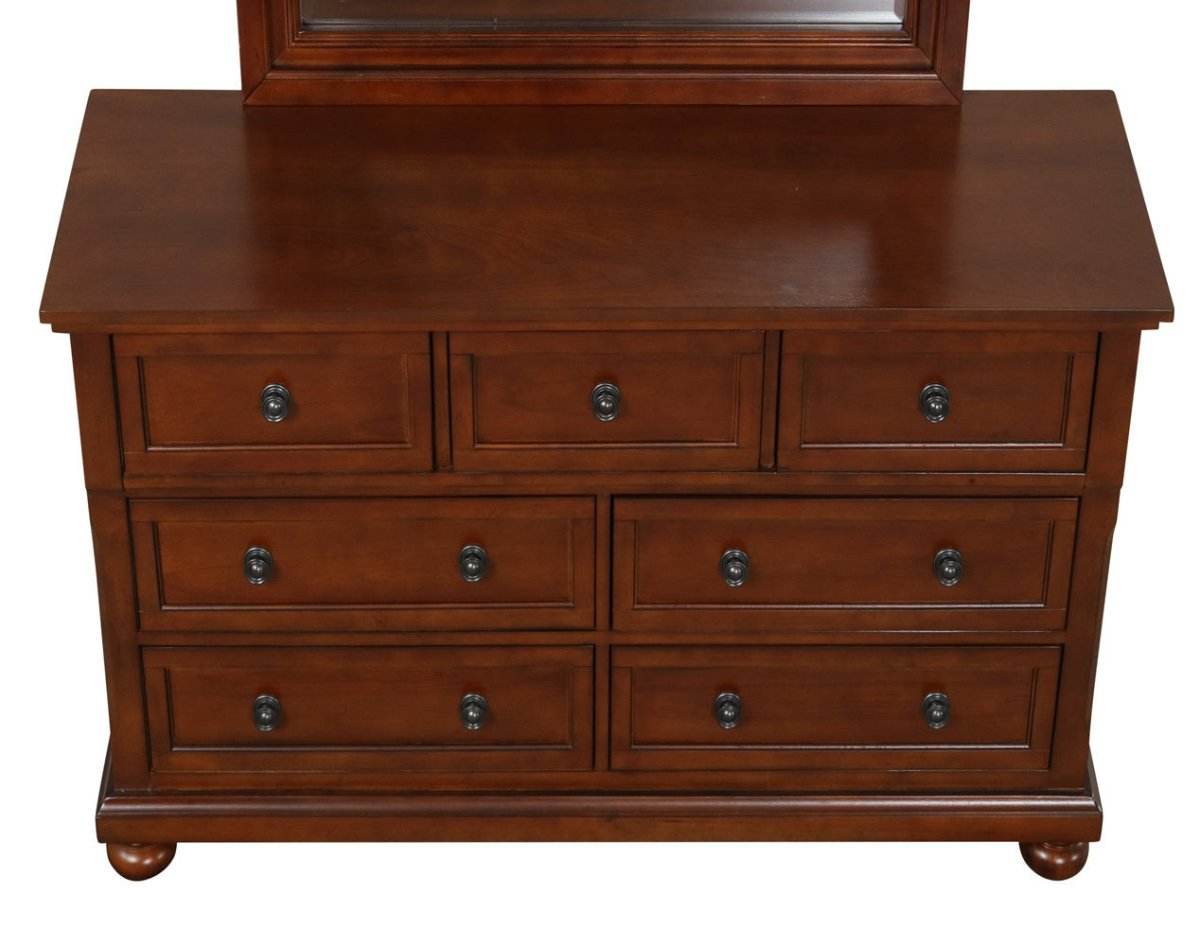 Cherry Finish Particle Board Dresser With Full Extension Drawers - Sleep Galleria