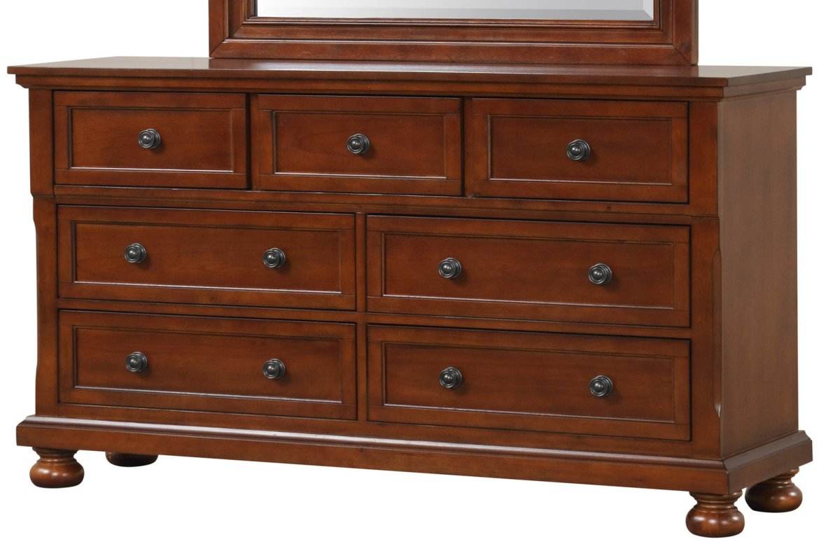Cherry Finish Particle Board Dresser With Full Extension Drawers - Sleep Galleria
