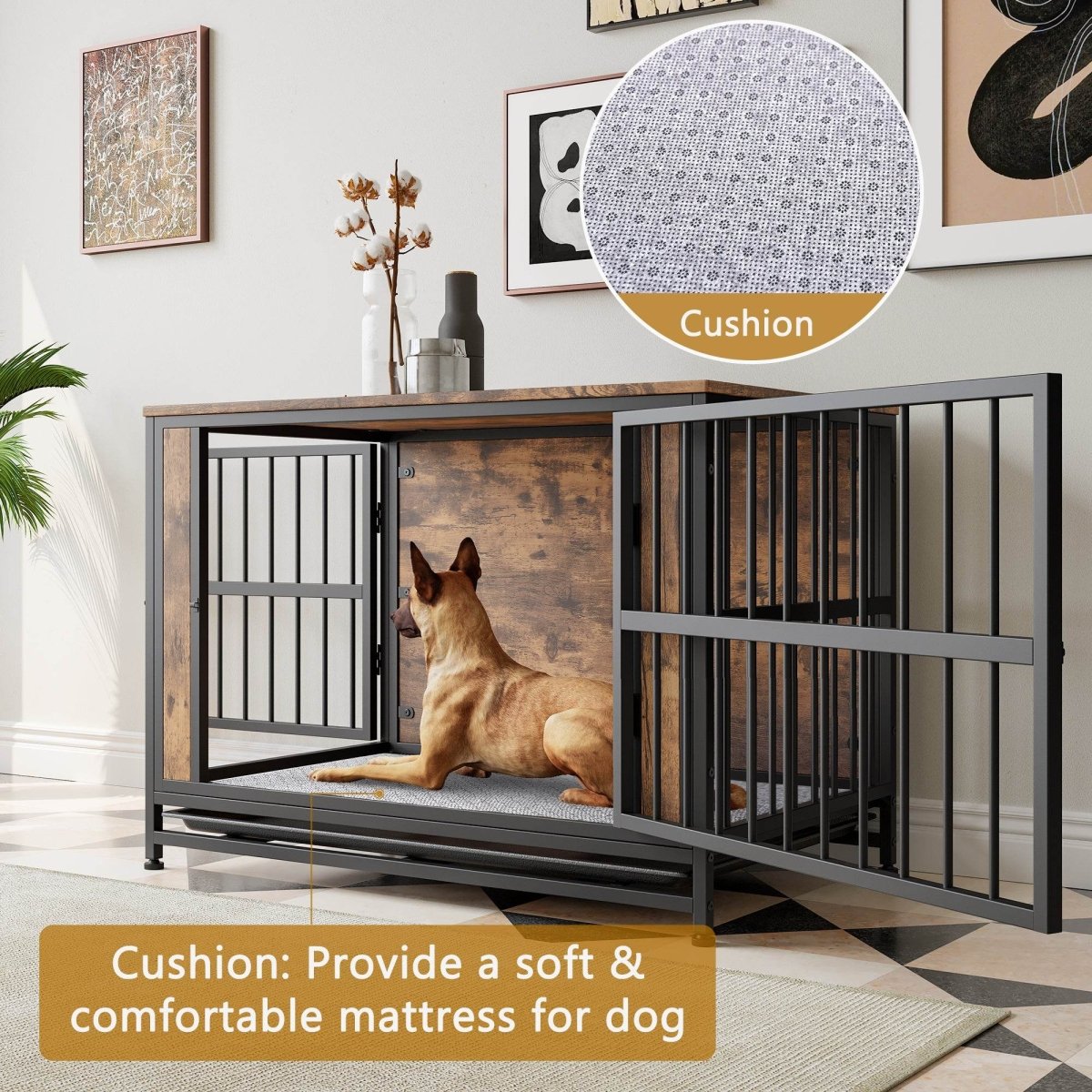 Chew-Resistant MDF Metal Dog Crate Furniture - Sleep Galleria